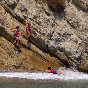 Harrowing rescue of mom dangling off cliff while hiking with one-armed daughter caught on video