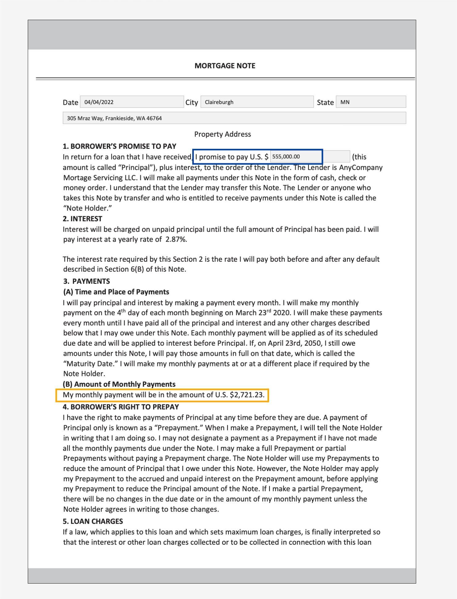 Mortgage document